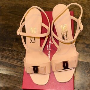 Salvatore Ferragamo Blush Pink Vara Bow Sling Sandals